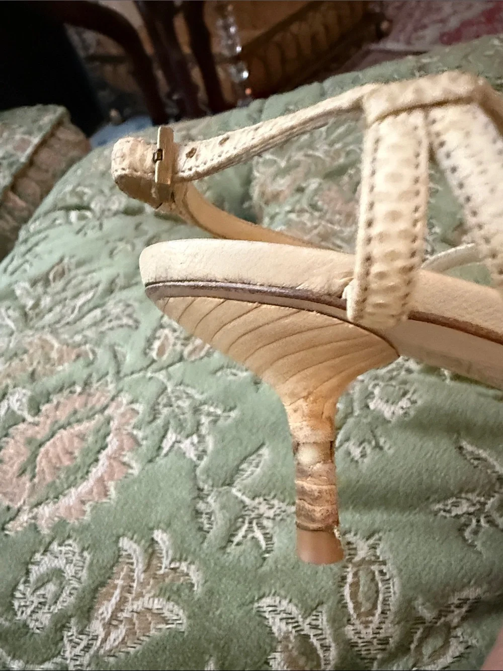 Vintage Gucci Cream Strappy High-Heel Sandals